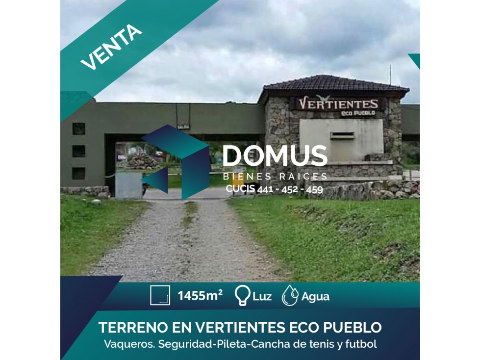 VENTA TERRENO EN VERTIENTES ECO PUEBLO - VAQUEROS - 1