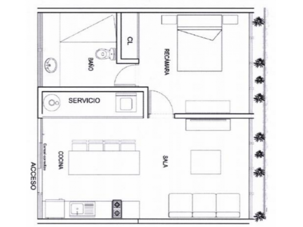 Departamento V: $2.5 MDP R:$11,500 amueblado Noil Tulum, 1Habitacion — foto 4
