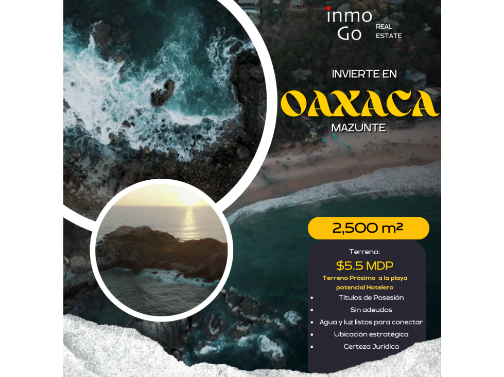 Venta Terreno Mazunte $5.5 MDP 2,500m2 OAXACA - 1