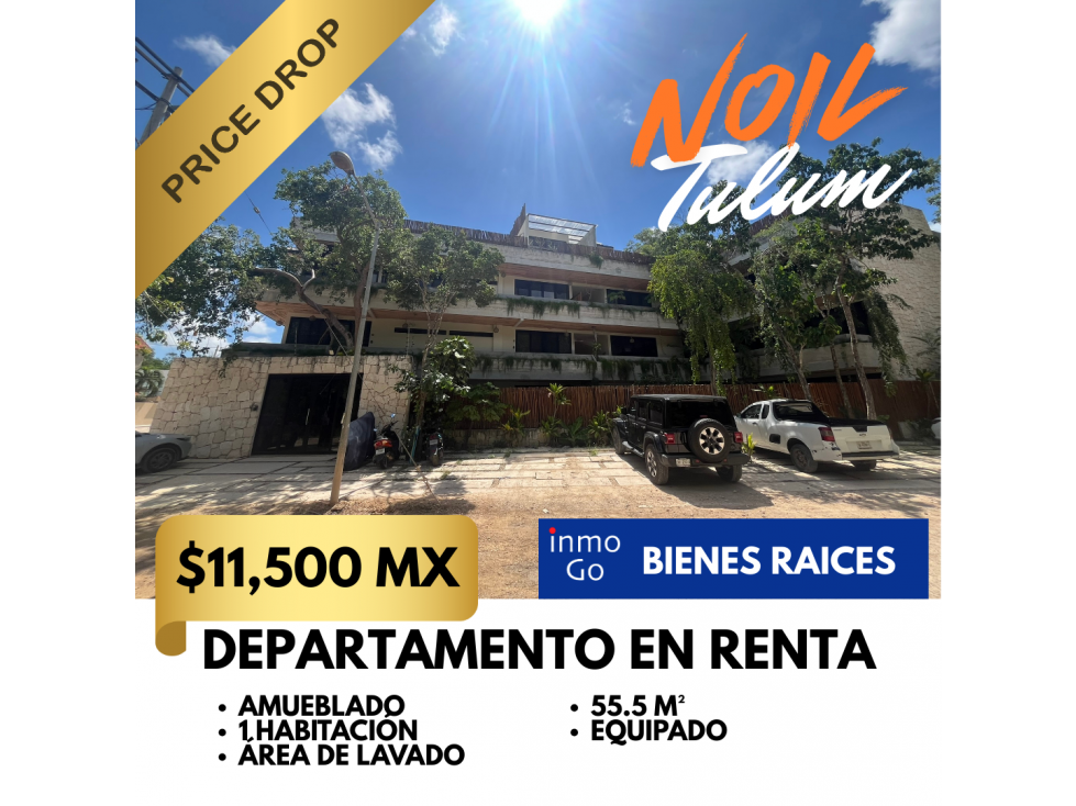 Departamento V: $2.5 MDP R:$11,500 amueblado Noil Tulum, 1Habitacion — foto 5