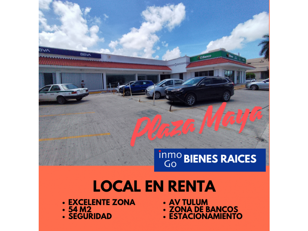 Renta Local Comercial Cancún, Av Tulum Sm 20 $18,900 mil + IVA 54m2 - 2