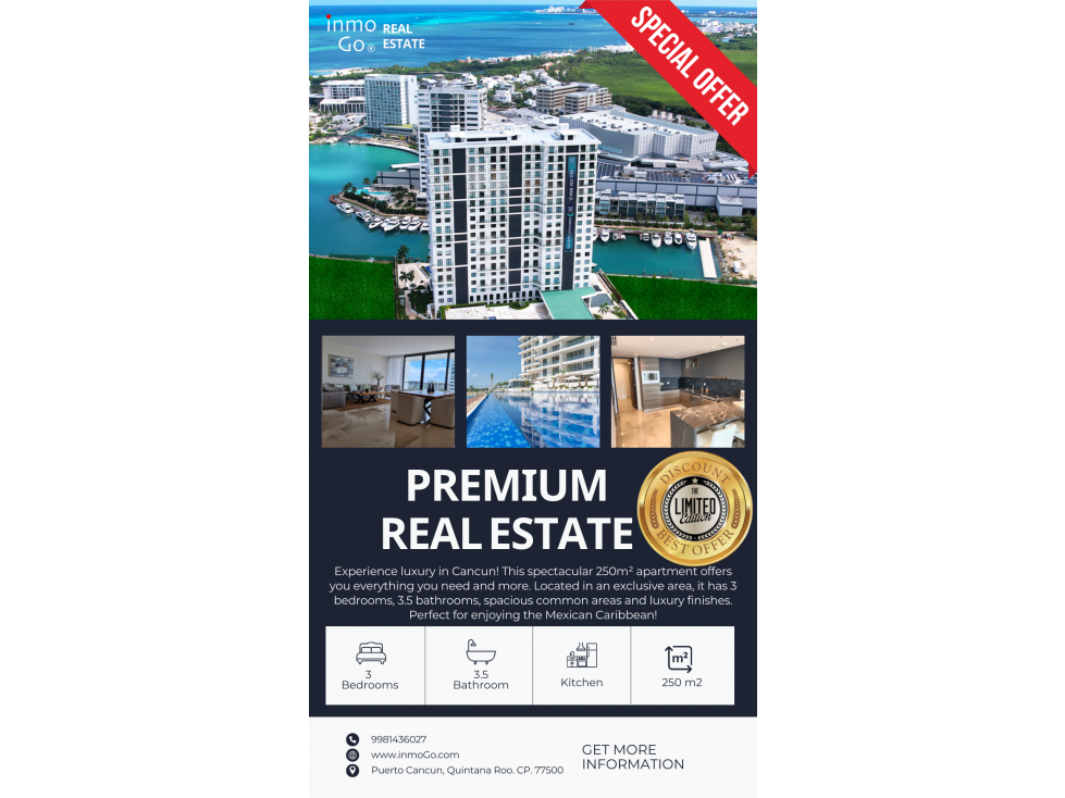 Venta Departamento de Lujo Puerto Cancun $29 MDP 2 Recamaras