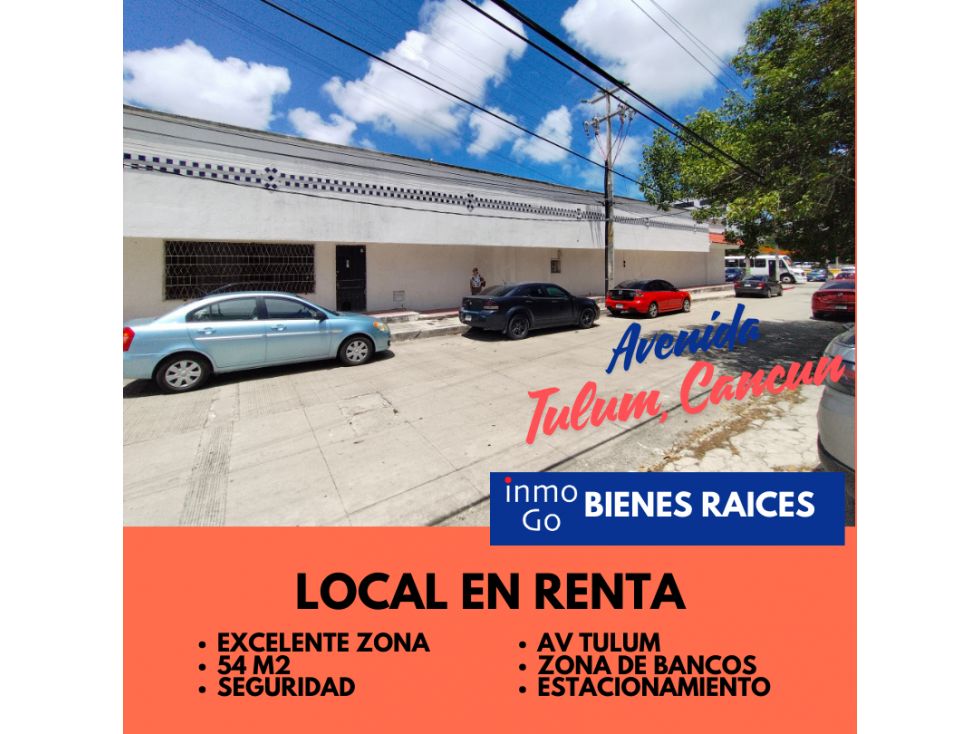 Renta Local Comercial Cancún, Av Tulum Sm 20 $18,900 mil + IVA 54m2 - 6