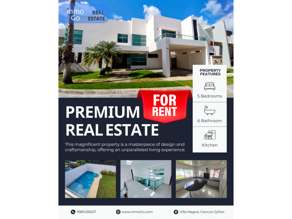 Renta Villa Magna $78mil, Cancun, 4 Recamaras - 1