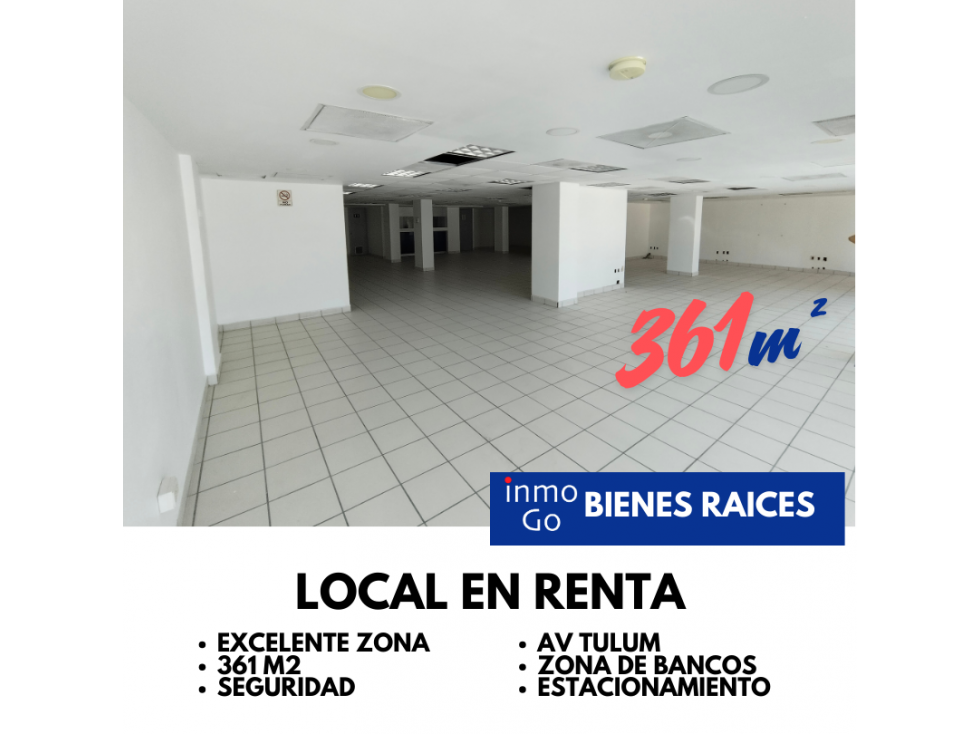 Renta Local Comercial Cancún, Av Tulum Sm 20 $127 mil + IVA - 2