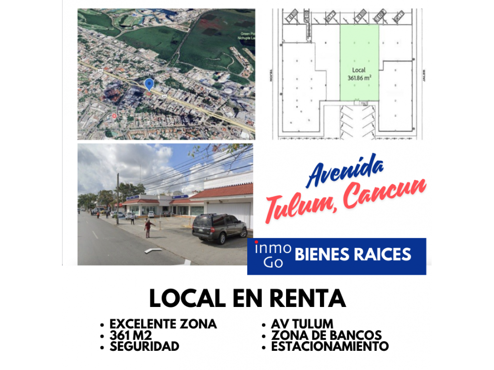 Renta Local Comercial Cancún, Av Tulum Sm 20 $127 mil + IVA - 1
