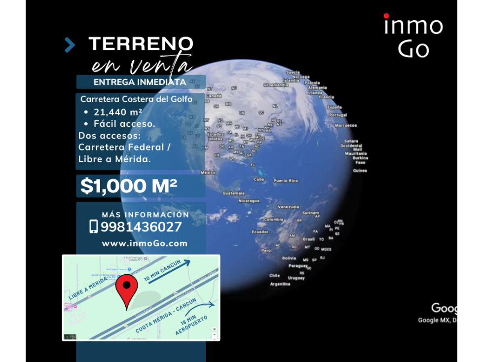 Venta Terreno, $21.5 MDP, Carretera Cancún-Mérida. Ejido V. Bonfil - 1