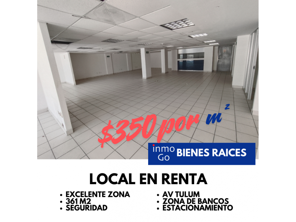 Renta Local Comercial Cancún, Av Tulum Sm 20 $127 mil + IVA - 4