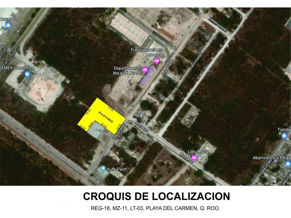Terreno en Venta al Norte de Playa del Carmen - 3,875 m2 - 970,000 USD - 2