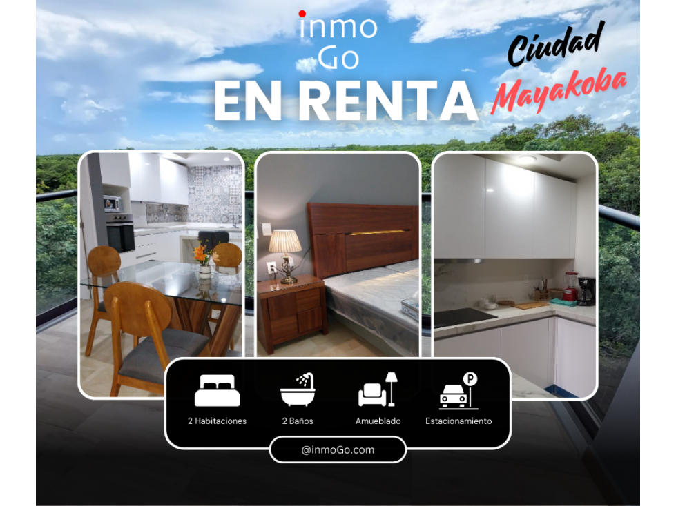 Renta Departamento Amueblado Mayacoba $23.8Mil Playa del carmen - 1