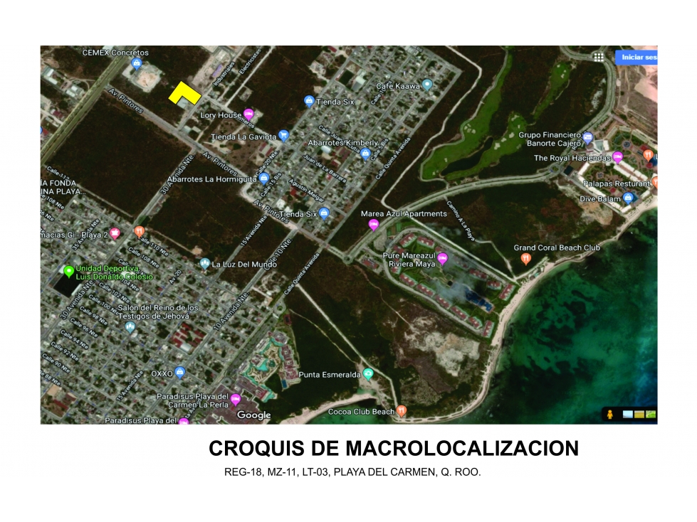 Terreno en Venta al Norte de Playa del Carmen - 3,875 m2 - 970,000 USD - 3