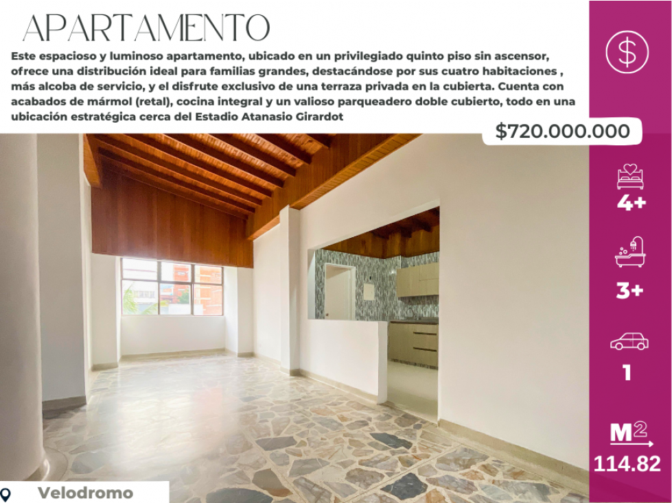 Apartamento en Venta Último Piso, 5to sin Ascensor