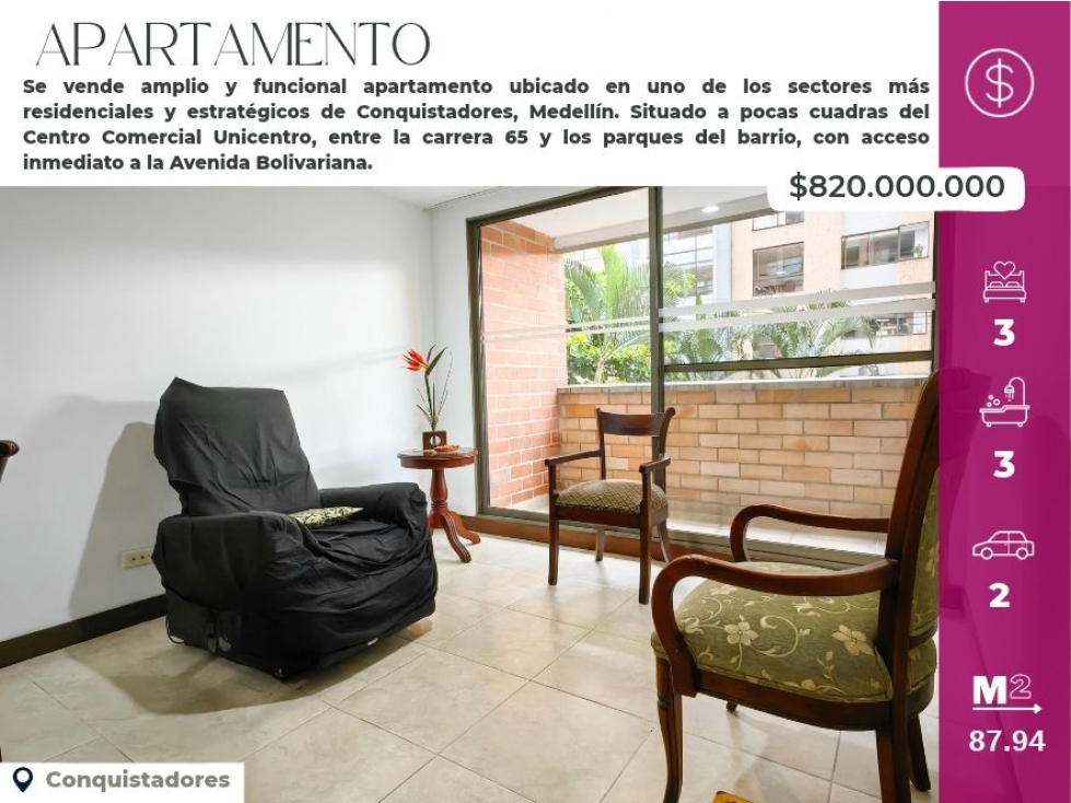 Apartamento en Conquistadores, Excelente Ubicación