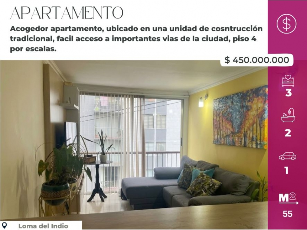 Apartamento en venta, Loma del Indio