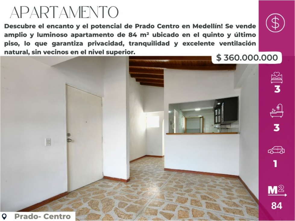 Apartamento en Prado Centro, Construcción Tradicional, Último Piso