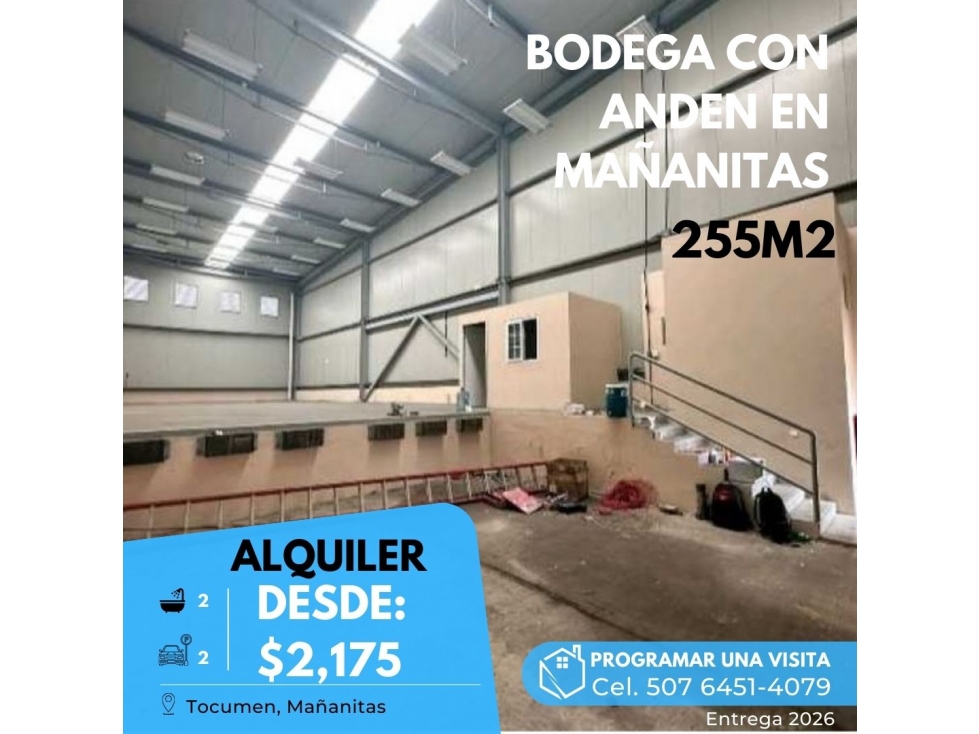 Alquiler de Bodega con andén en Tocumen, Mañanitas. Cod-J132 - 1