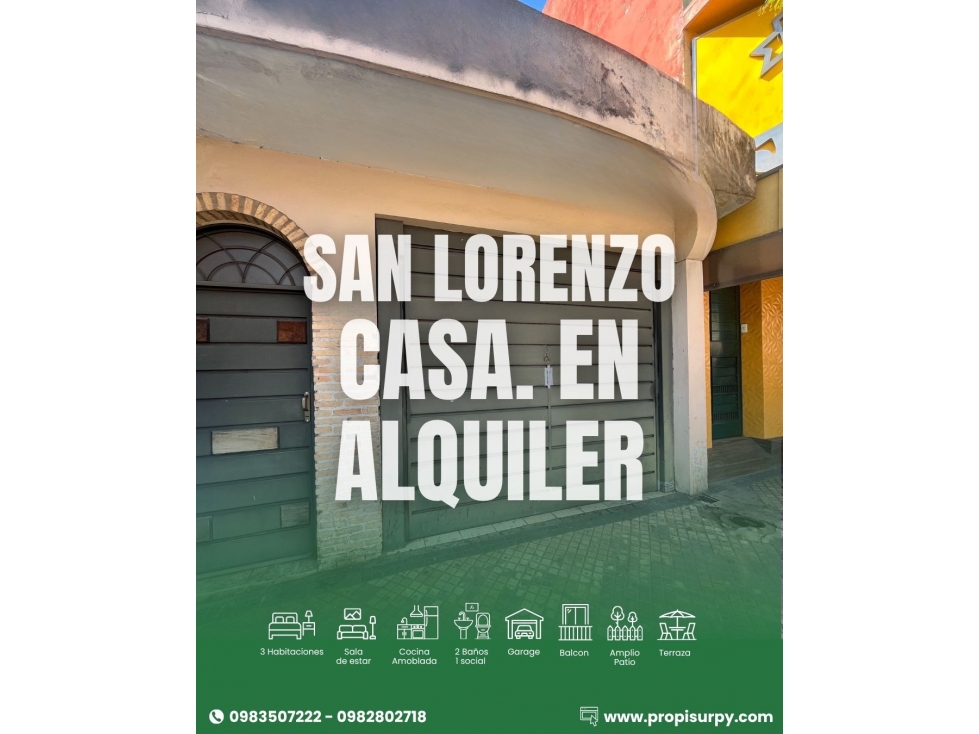 AMPLIA CASA EN ALQUILER - SAN LORENZO - 1