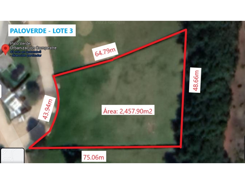 VENDO LOTE URBANIZADO LA CALERA $600 M.M. - 1