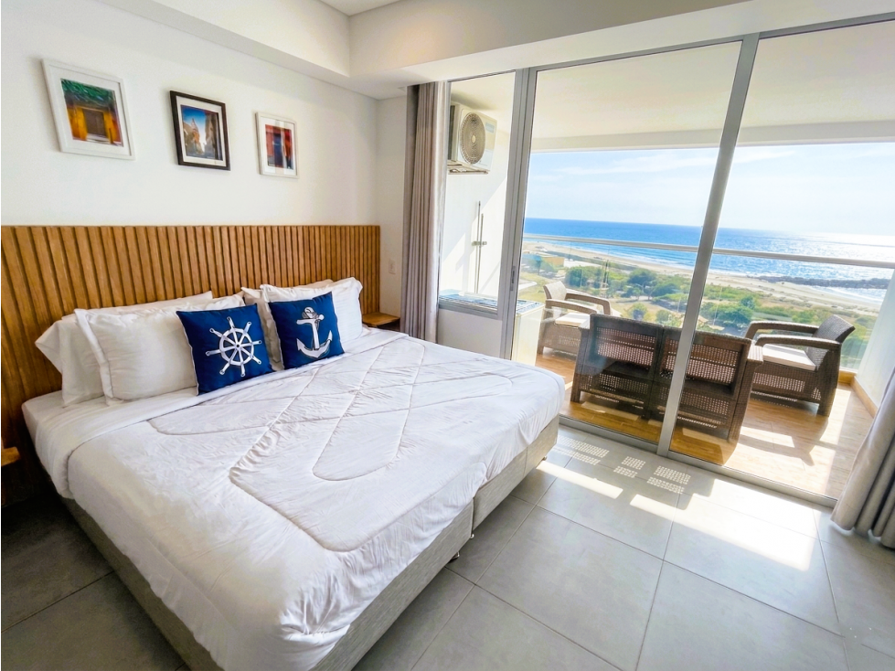 PRIMERA LÍNEA DE PLAYA APTARTAESTUDIO EN OBRA GRIS EN VENTA CARTAGENA