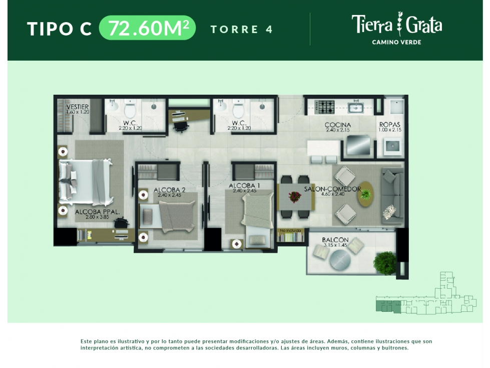 Venta de apartamento en Tierra Grata Camino Verde