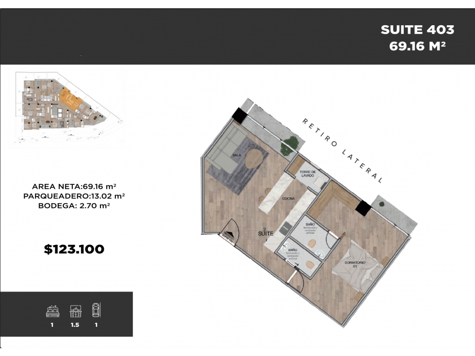 MODERNA Y BIEN UBICADA SUITE 6 EN VENTA PUERTAS DEL SOL CUENCA — foto 2