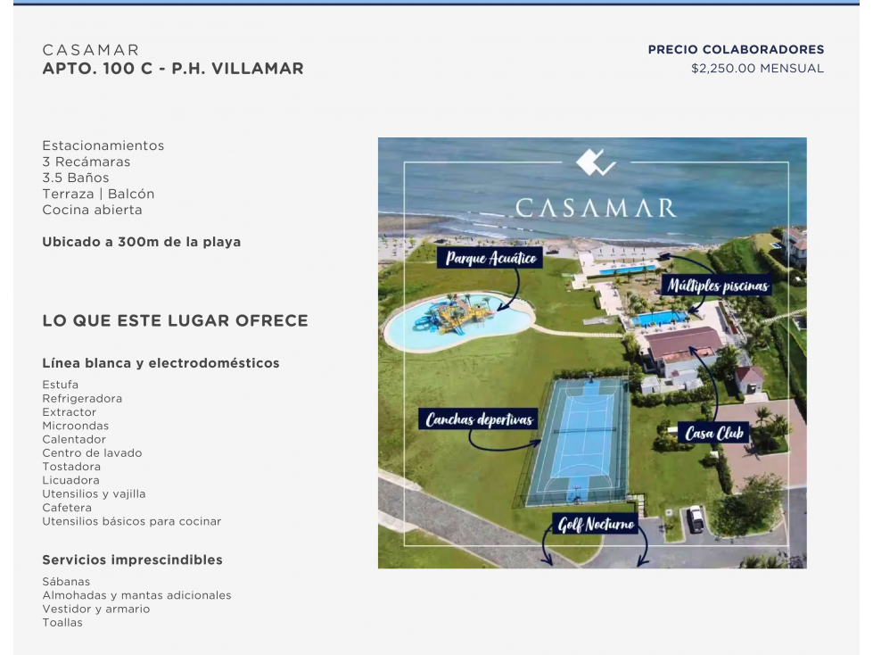Venta de apartamento en Casamar (PH Villamar) GTA