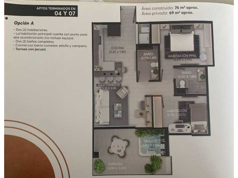 VENDO APARTAMENTO CON JACUZZI DEPOSITO Y PARQUEADERO