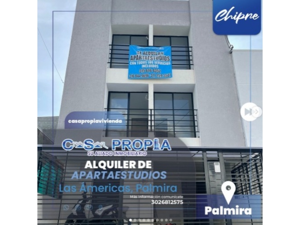 APARTAESTUDIO EN ALQUILER, SERVICIOS INCLUIDOS LAS AMERICAS, PALMIRA