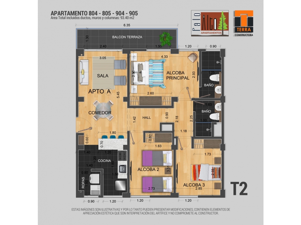 VENTA DE APARTAMENTOS PARA ESTRENAR EN EL TREBOL 93m², MANIZALES — foto 2