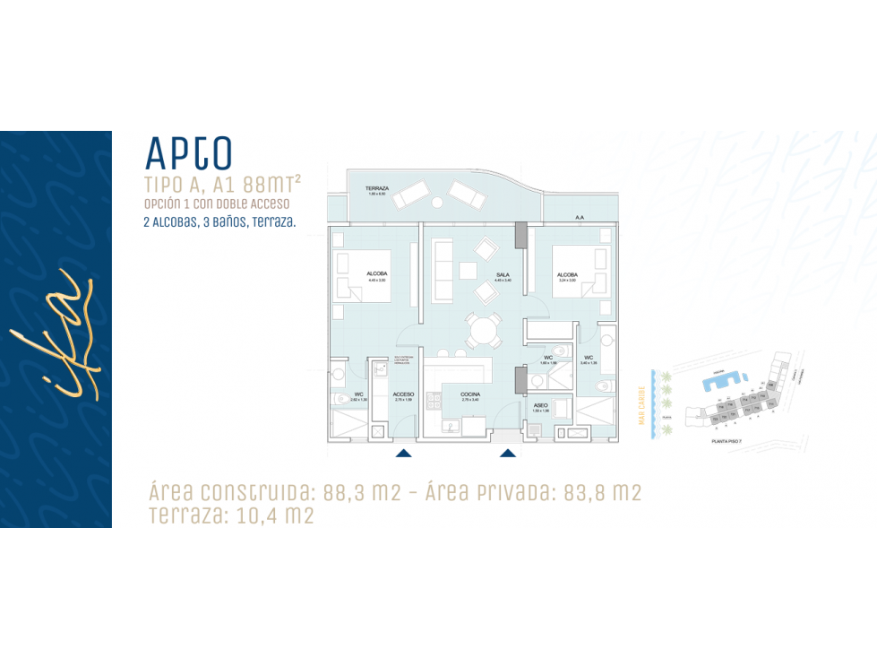 CESIÓN DE DERECHOS APARTAMENTO DE DOS ALCOBAS, PRIMERA LINEA DE MAR — foto 3