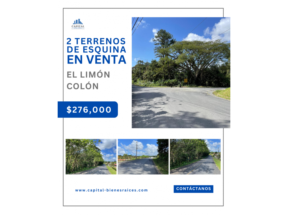 SE VENDE DOS TERRENOS DE ESQUINA EN EL LIMON - PROVINCIA DE COLON - 1