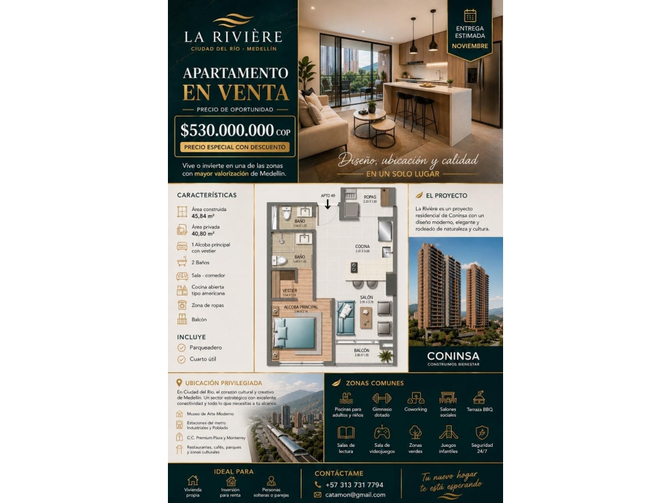 APARTAESTUDIO EN VENTA CIUDAD DEL RIO POBLADO (D) — foto 5