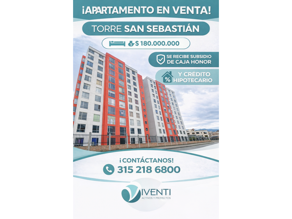 VENDO APARTAMENTO TORRE SAN SEBASTIAN NARANJA IPIALES - 1