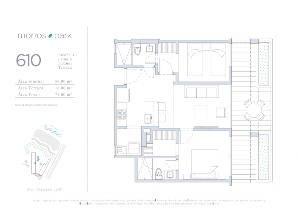 VENTA apartamento CESION 2 habitaciones Morros Park Serena del Mar — foto 2