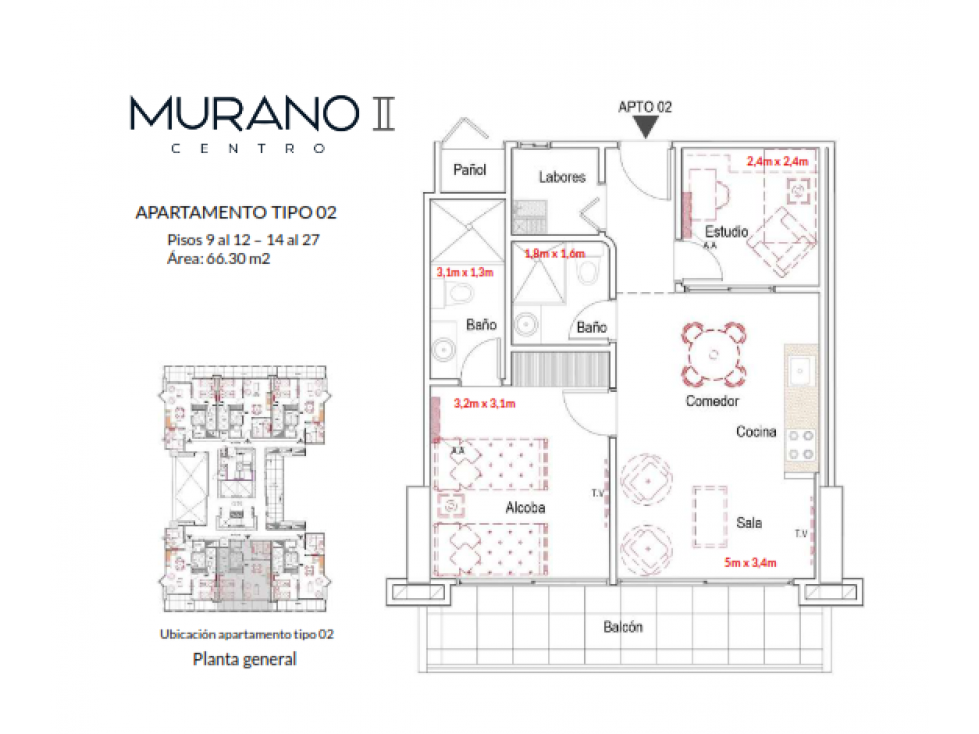 Apartamento CESION una HABITACION + ESTUDIO Murano Centro II — foto 4