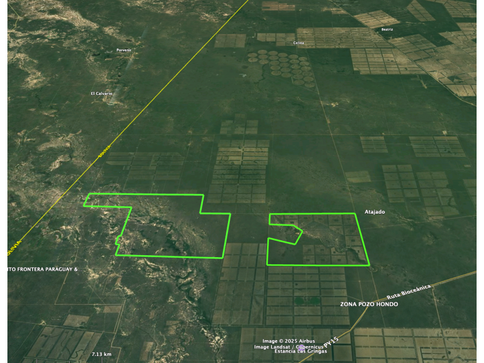 7.425 has. de monte sobre el Yrendá, a 2,8 km de la Bioceánica - 3