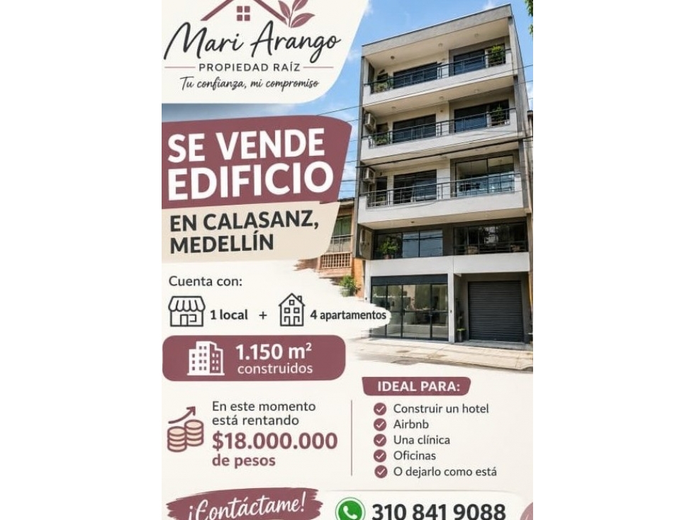VENTA EDIFICIO ALTA MIXTURA CALASANZ MEDELLÍN