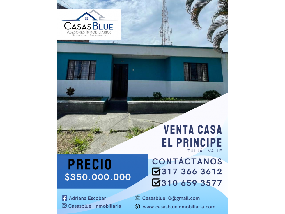 SE VENDE CASA EN EL  BARRIO PRÍNCIPE TULUÁ