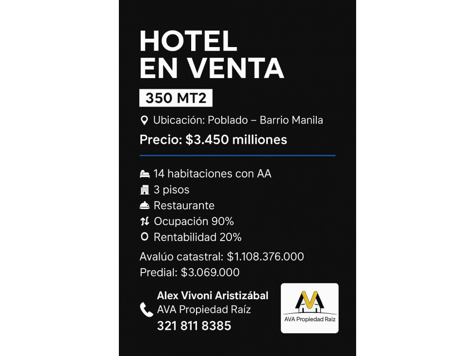 HOTEL EN VENTA EN EL POBLADO. Barrio Manila - 2