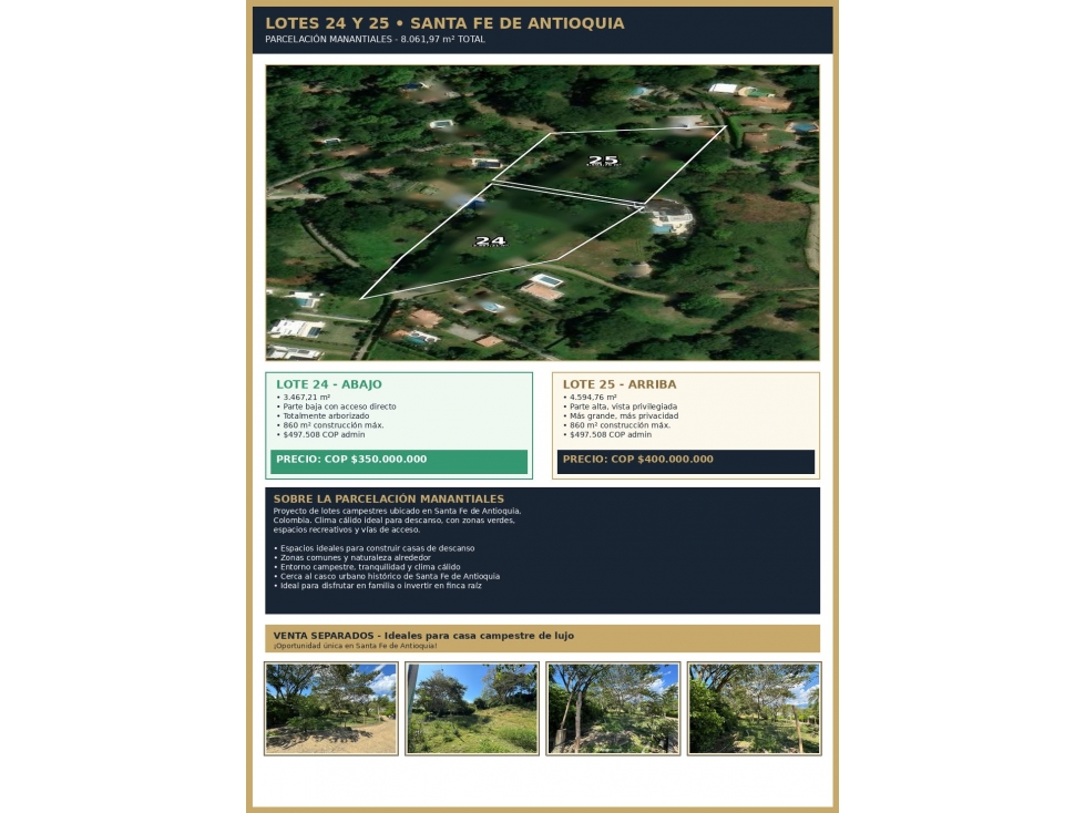 VENTA DE LOTES PARA CASA CAMPESTRE DE LUJO SANTAFE DE ANTIOQUIA - 3