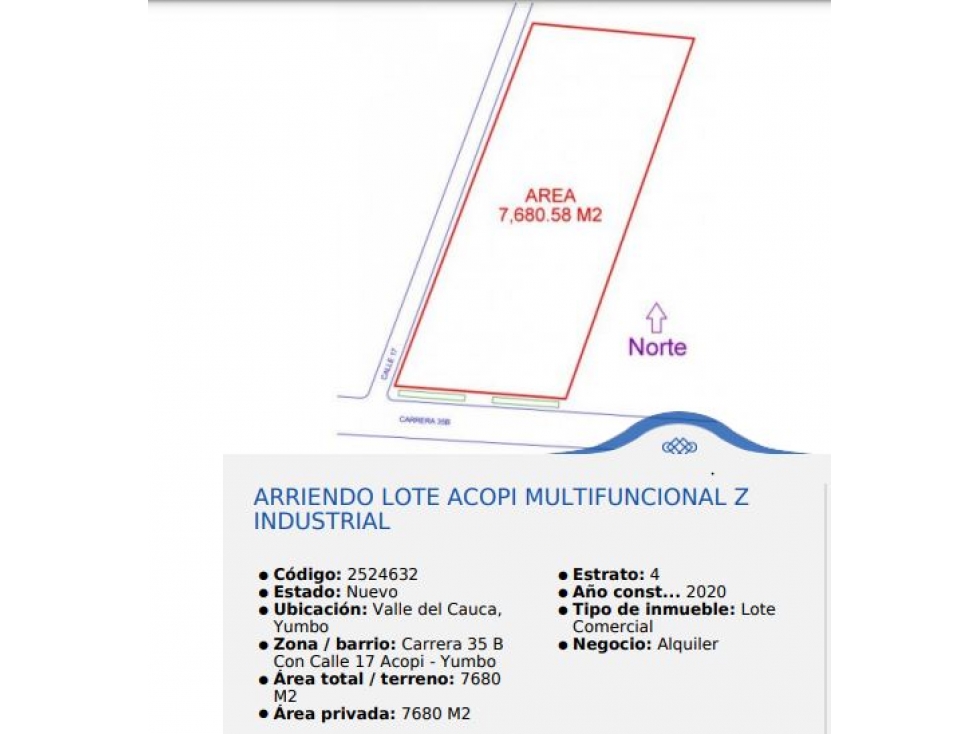 LOTE ARRIENDO ALQUILER ACOPI YUMBO ARROYOHONDO NAVE COLOMBIA - 2