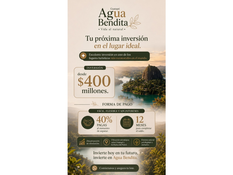 LOTES EN GUATAPE UNIDAD CERRADA CON VISTA A LA REPRESA