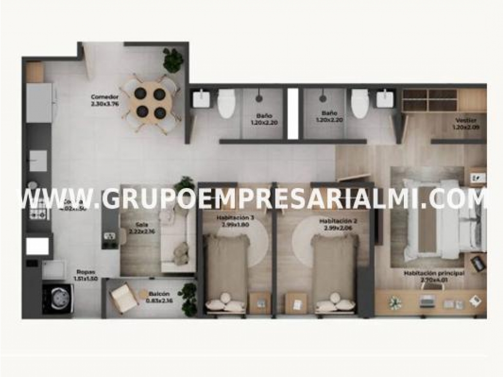 AGRADABLE APARTAMENTO EN VENTA - SECTOR VIVIENDAS DEL SUR COD: 34055