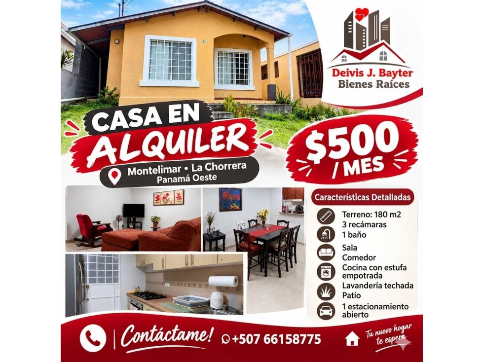 ALQUILO CASA EN MONTELIMAR LA CHORRERA