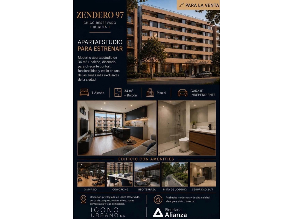 APARTA ESTUDIO PARA ESTRENAR EN CHICO RESERVADO Zendero 97.
