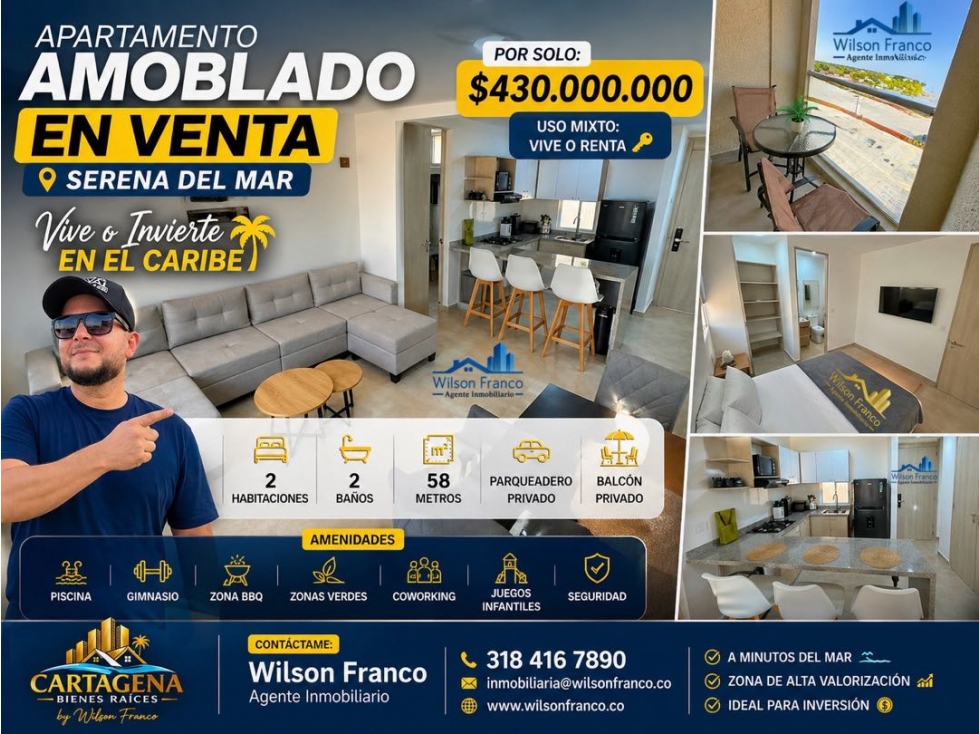 Apartamento Amoblado en Venta, CAPRIELLA, Serena Del Mar, Cartagena