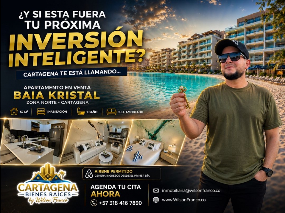 Apartamento Amoblado en Venta Acabados de Lujo, Baia Kristal Cartagena