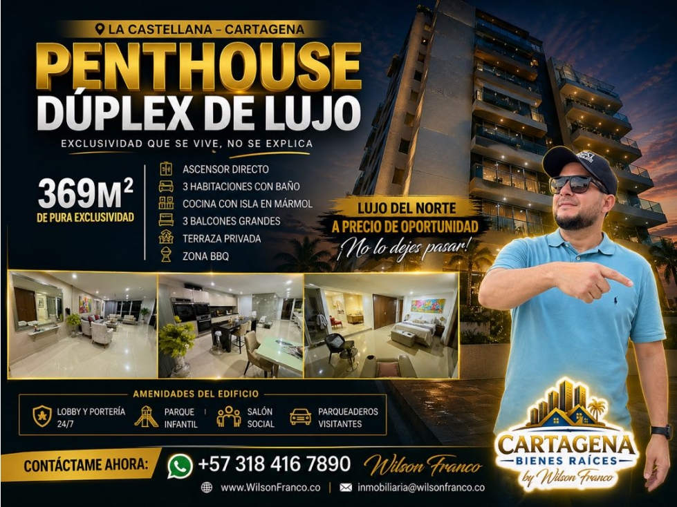 Apartamento De Lujo, Penthouse Duplex, Sector La Castellana, Cartagena