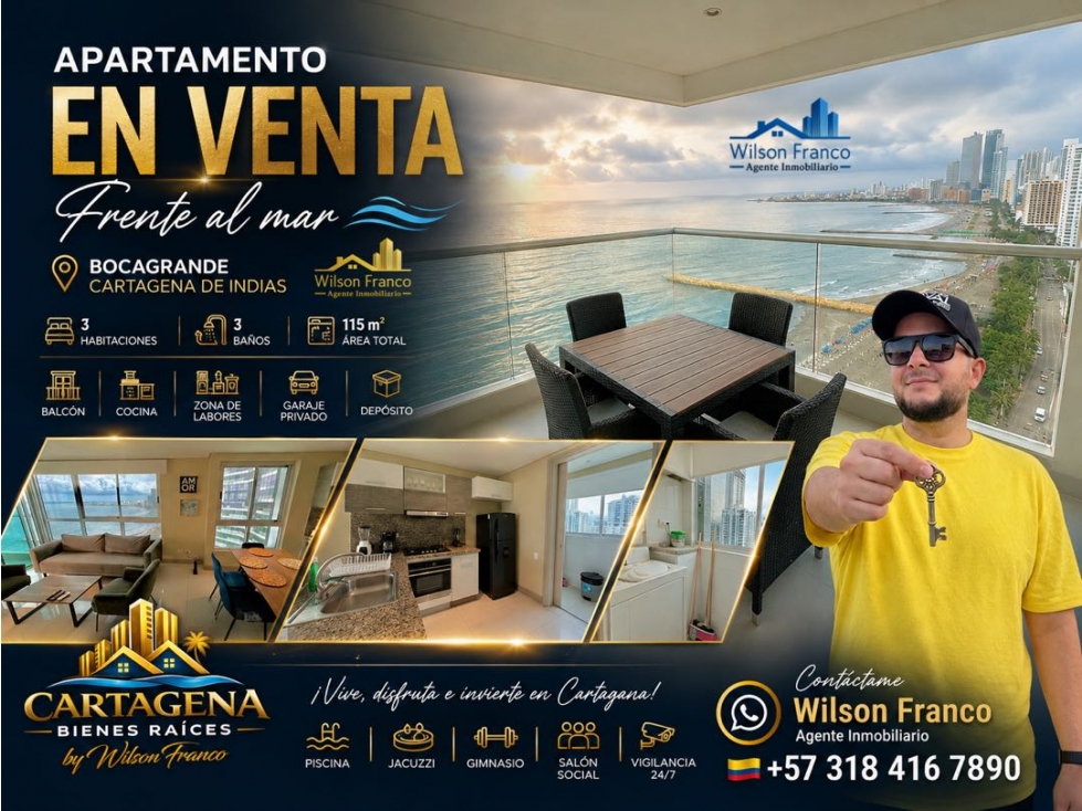 Apartamento EN VENTA, AMOBLADO, Palmetto, Bocagrande, Cartagena
