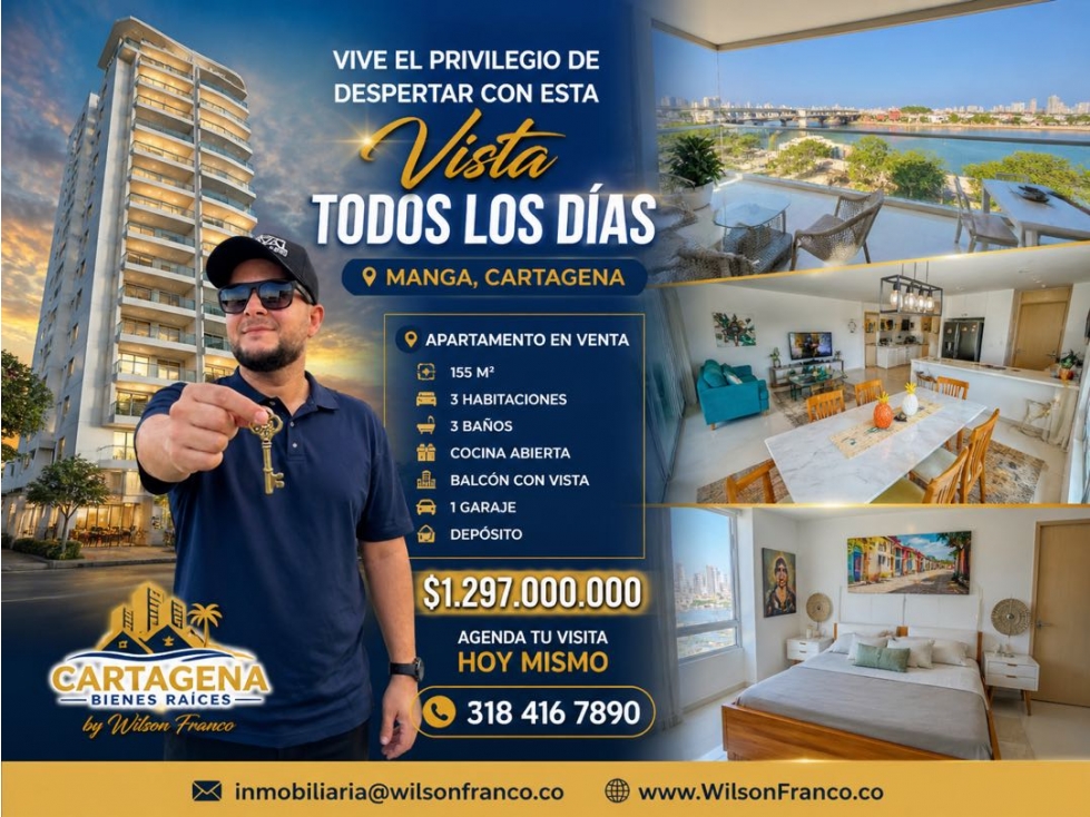 Apartamento En Venta, Edificio con Tremenda Vista, Manga, Cartagena